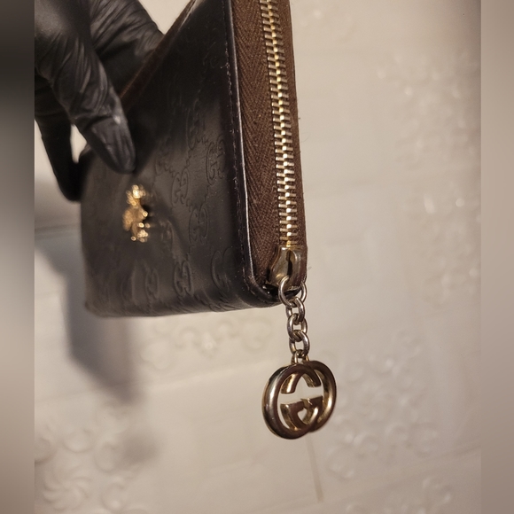 GUCCI Bee GG Interlocking Monogram Guccisima Brown Zippy Wallet AUTHENTIC - Picture 6 of 13